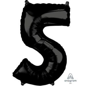 Amscan_OO Balloon - Supershapes, Numbers & Letters Black Numeral 5 Mid-Size Shape Foil Balloon Balloon 66cm Each