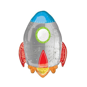 Amscan_OO Balloon - Supershapes, Numbers & Letters Blast Off Birthday Rocket SuperShape Self Sealing Foil Balloon 53cm x 73cm Each