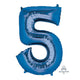 Balloon - Supershapes, Numbers & Letters Blue / 5 Numeral SuperShape Foil Balloon 86cm Each