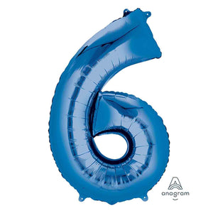 Balloon - Supershapes, Numbers & Letters Blue / 6 Numeral SuperShape Foil Balloon 86cm Each