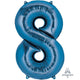 Balloon - Supershapes, Numbers & Letters Blue / 8 Numeral SuperShape Foil Balloon 86cm Each