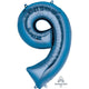Balloon - Supershapes, Numbers & Letters Blue / 9 Numeral SuperShape Foil Balloon 86cm Each