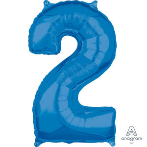 Amscan_OO Balloon - Supershapes, Numbers & Letters Blue Numeral 2 Mid-Size Shape Foil Balloon Balloon 66cm Each