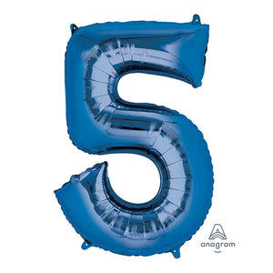 Amscan_OO Balloon - Supershapes, Numbers & Letters Blue Numeral 5 Supershape Foil Balloon 86cm Each
