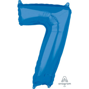 Amscan_OO Balloon - Supershapes, Numbers & Letters Blue Numeral 7 Mid-Size Shape Foil Balloon Balloon 66cm Each
