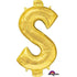 Dollar Sign Gold Supershape Foil Balloon 55cm x 91cm Each