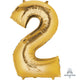 Balloon - Supershapes, Numbers & Letters Gold / 2 Numeral SuperShape Foil Balloon 86cm Each