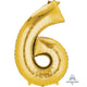 Balloon - Supershapes, Numbers & Letters Gold / 6 Numeral SuperShape Foil Balloon 86cm Each