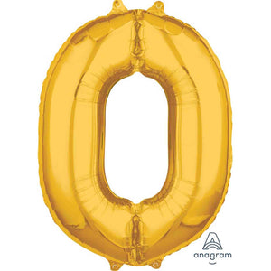 Amscan_OO Balloon - Supershapes, Numbers & Letters Gold Numeral 0 Mid-Size Shape Foil Balloon Balloon 66cm Each