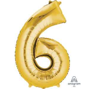 Amscan_OO Balloon - Supershapes, Numbers & Letters Gold Numeral 6 Supershape Foil Balloon 86cm Each