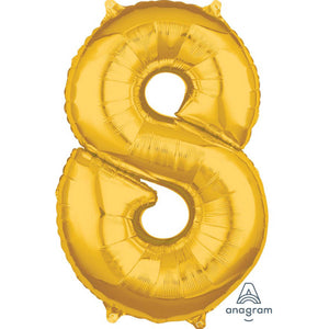 Amscan_OO Balloon - Supershapes, Numbers & Letters Gold Numeral 8 Mid-Size Shape Foil Balloon Balloon 66cm Each