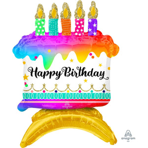 Amscan_OO Balloon - Supershapes, Numbers & Letters Happy Birthday Cake Foil Balloon 60cm x 88cm Each