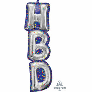 Amscan_OO Balloon - Supershapes, Numbers & Letters HBD Letter Supershape Foil Balloon 27cm x 96cm Each
