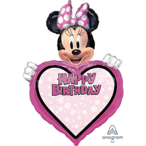 Amscan_OO Balloon - Supershapes, Numbers & Letters Minnie Mouse Forever Happy Birthday Personalized SuperShape Foil Balloon 63cm x 86cm Each