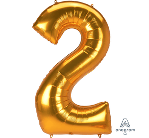 Amscan_OO Balloon - Supershapes, Numbers & Letters Number 2 Gold Supershape Foil Balloon 78cm x 134cm Each