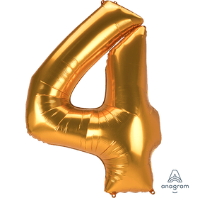 Amscan_OO Balloon - Supershapes, Numbers & Letters Number 4 Gold Supershape Foil Balloon 91cm x 137cm Each
