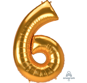 Amscan_OO Balloon - Supershapes, Numbers & Letters Number 6 Gold Supershape Foil Balloon 83cm x 137cm Each