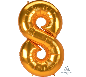 Amscan_OO Balloon - Supershapes, Numbers & Letters Number 8 Gold Supershape Foil Balloon 78cm x 134cm Each