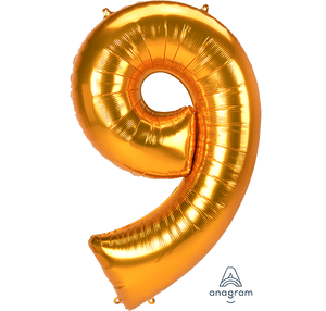 Amscan_OO Balloon - Supershapes, Numbers & Letters Number 9 Gold Supershape Foil Balloon 83cm x 137cm Each