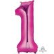 Balloon - Supershapes, Numbers & Letters Pink / 1 Numeral SuperShape Foil Balloon 86cm Each