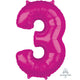 Balloon - Supershapes, Numbers & Letters Pink / 3 Numeral SuperShape Foil Balloon 86cm Each