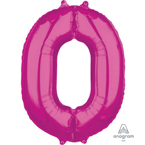 Amscan_OO Balloon - Supershapes, Numbers & Letters Pink Numeral 0 Mid-Size Shape Foil Balloon Balloon 66cm Each