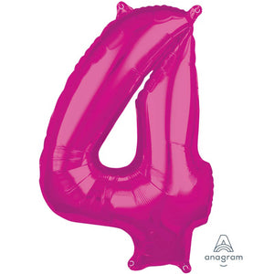 Amscan_OO Balloon - Supershapes, Numbers & Letters Pink Numeral 4 Mid-Size Shape Foil Balloon Balloon 66cm Each