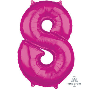 Amscan_OO Balloon - Supershapes, Numbers & Letters Pink Numeral 8 Mid-Size Shape Foil Balloon Balloon 66cm Each