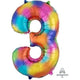 Balloon - Supershapes, Numbers & Letters Rainbow / 3 Numeral SuperShape Foil Balloon 86cm Each