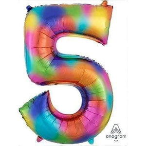 Balloon - Supershapes, Numbers & Letters Rainbow / 5 Numeral SuperShape Foil Balloon 86cm Each