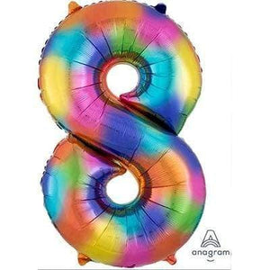 Balloon - Supershapes, Numbers & Letters Rainbow / 8 Numeral SuperShape Foil Balloon 86cm Each