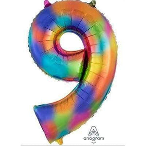 Balloon - Supershapes, Numbers & Letters Rainbow / 9 Numeral SuperShape Foil Balloon 86cm Each