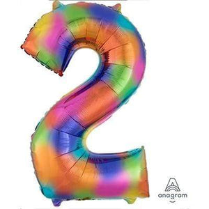 Amscan_OO Balloon - Supershapes, Numbers & Letters Rainbow Splash Numeral 2 Supershape Foil Balloon 86cm Each