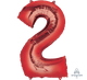 Balloon - Supershapes, Numbers & Letters Red / 2 Numeral SuperShape Foil Balloon 86cm Each