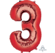 Balloon - Supershapes, Numbers & Letters Red / 3 Numeral SuperShape Foil Balloon 86cm Each