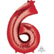 Balloon - Supershapes, Numbers & Letters Red / 6 Numeral SuperShape Foil Balloon 86cm Each
