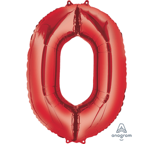 Amscan_OO Balloon - Supershapes, Numbers & Letters Red Numeral 0 Supershape Foil Balloon 86cm Each