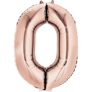 Balloon - Supershapes, Numbers & Letters Rose Gold / 0 Numeral SuperShape Foil Balloon 86cm Each