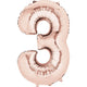 Balloon - Supershapes, Numbers & Letters Rose Gold / 3 Numeral SuperShape Foil Balloon 86cm Each