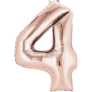 Balloon - Supershapes, Numbers & Letters Rose Gold / 4 Numeral SuperShape Foil Balloon 86cm Each