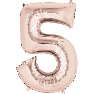 Balloon - Supershapes, Numbers & Letters Rose Gold / 5 Numeral SuperShape Foil Balloon 86cm Each