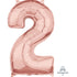 Rose Gold Numeral 2 Mid-Size Shape Foil Balloon Balloon 66cm Each