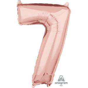 Amscan_OO Balloon - Supershapes, Numbers & Letters Rose Gold Numeral 7 Mid-Size Shape Foil Balloon Balloon 66cm Each