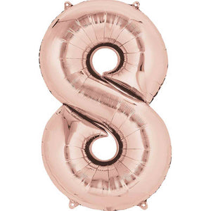Amscan_OO Balloon - Supershapes, Numbers & Letters Rose Gold Numeral 8 Supershape Foil Balloon 86cm Each