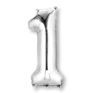 Balloon - Supershapes, Numbers & Letters Silver / 1 Numeral SuperShape Foil Balloon 86cm Each