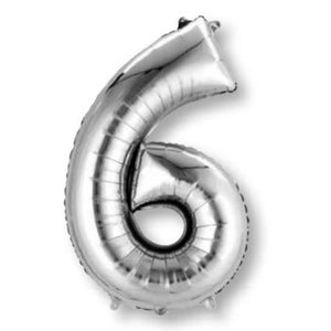 Balloon - Supershapes, Numbers & Letters Silver / 6 Numeral SuperShape Foil Balloon 86cm Each