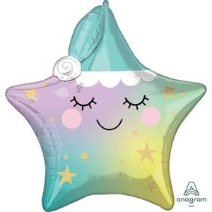 Amscan_OO Balloon - Supershapes, Numbers & Letters Sleepy Little Star Supershape Foil Balloon 60cm x 63cm Each