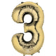 Balloon - Supershapes, Numbers & Letters White Gold / 3 Numeral SuperShape Foil Balloon 86cm Each