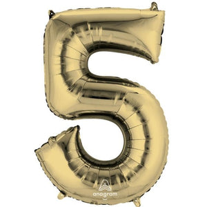 Balloon - Supershapes, Numbers & Letters White Gold / 5 Numeral SuperShape Foil Balloon 86cm Each