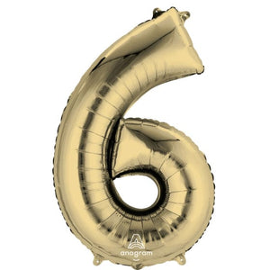 Balloon - Supershapes, Numbers & Letters White Gold / 6 Numeral SuperShape Foil Balloon 86cm Each